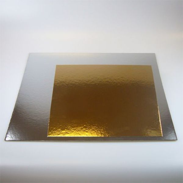 Billede af Kagepap sølv/guld kvadratisk 25,4 cm 1 mm tyk 3 stk