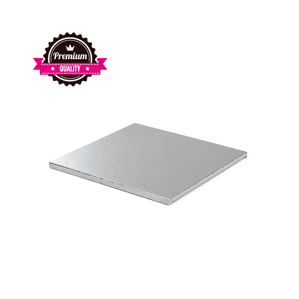 Billede af Kageplade sølv kvadratisk 25 cm 1,2 cm tyk 1 stk - premium kvalitet