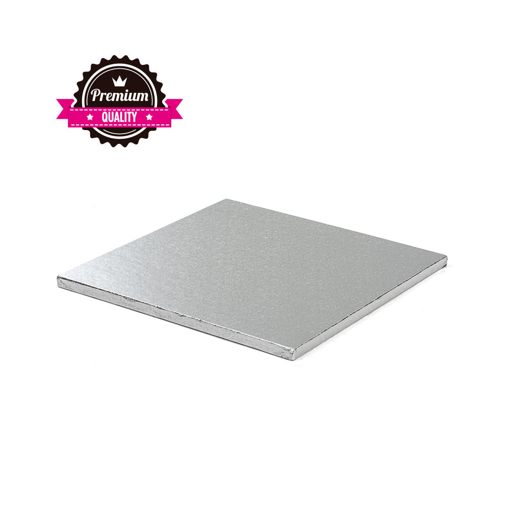 Billede af Kageplade sølv kvadratisk 35 cm 1,2 cm tyk 1 stk - premium kvalitet