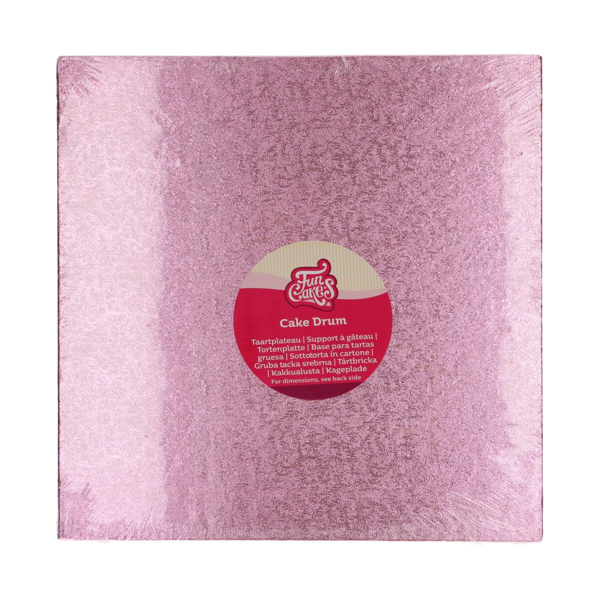 Billede af Kageplade lyserød kvadratisk 30,5 cm 1 cm tyk 1 stk